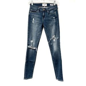FRAME Womens Le Skinny de Jeanne Distressed Jeans Denim Blue Size 24